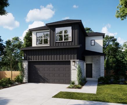 Modern home exterior in Fika community, Elgin TX.