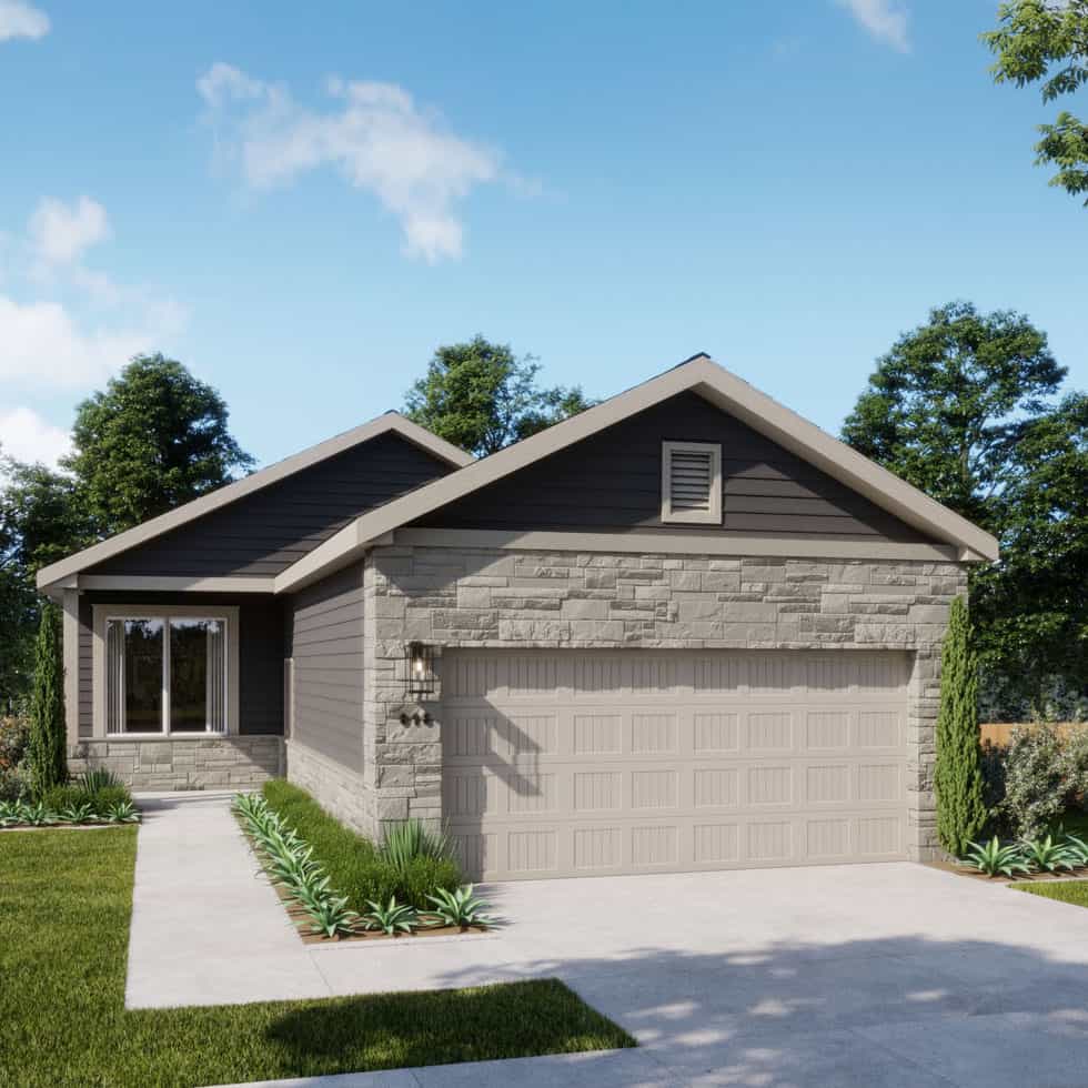 Single-family home exterior in Fika community, Elgin TX.