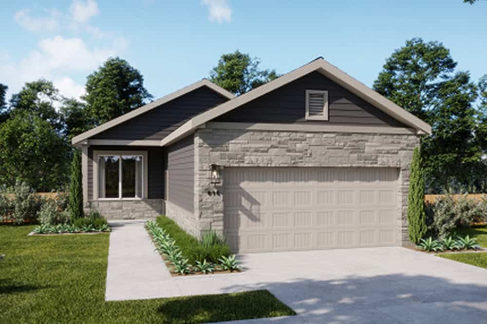 Single-family home exterior in Fika community, Elgin TX.