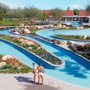 Two children at the Fika water park in Elgin, TX.